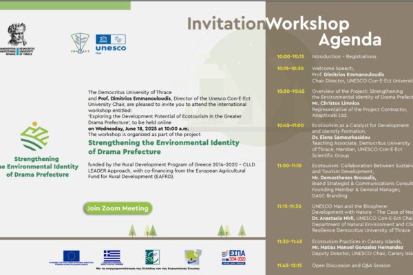INTERNATIONAL WORKSHOP “EXPLORING THE DEVELOPMENT POTENTIAL OF ECOTOURISM IN THE GREATER DRAMA PREFECTURE.”
